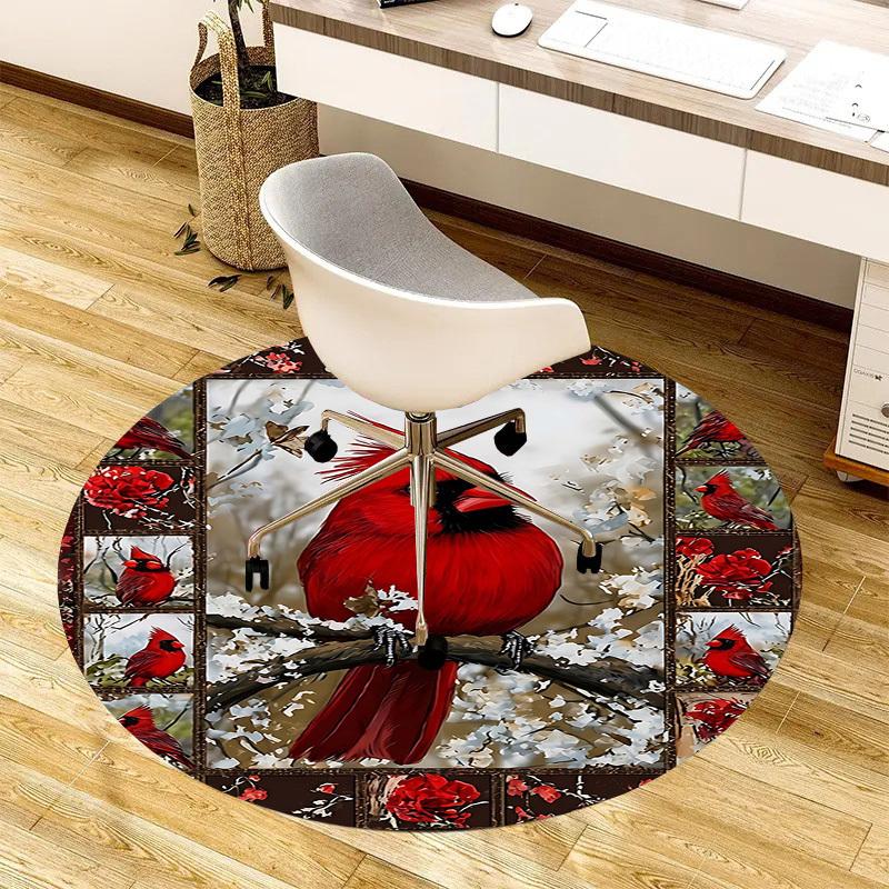 1PC Cardinal Non-Slip Floor Round Carpet, Office, Family, Bedroom, Large Area Rug Indoor Rugs, Durable PolyesterH0381
