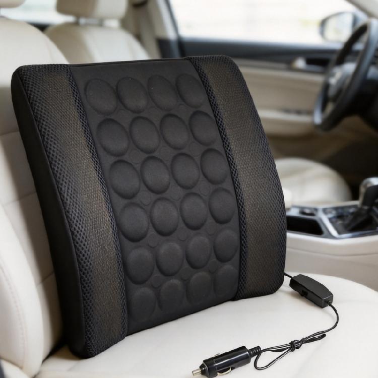 Automotive Lumbar Support Pad with Oscillating Massage, Mesh Side Structure and Double-Fill Construction for Vehicle Use
