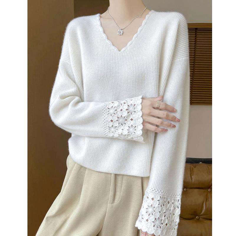 Suéter para Mulheres Inverno Gola V Engrossado Pulôver Quente Tricotado Elástico Manga Longa Oversize Suéter Tops