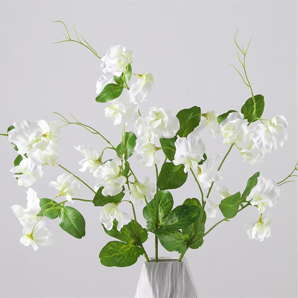 3pcs Silk Cloth, Iron Wire Sweet Pea Artificial Flower Single Stem Faux Flower  Home Vase Decoration