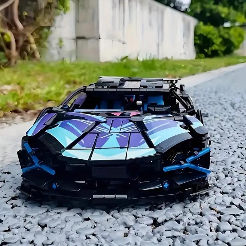 Non-Toxic 1690 Colorful Cyber Sports Car Building Block Set / Fashionable Design Eye-Catching Door Title/Difficulty Diy Car Model Display/