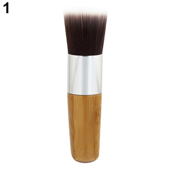 Round Flat Top Bamboo Handle Foundation Powder Brush Cosmetic Makeup Beauty Tool