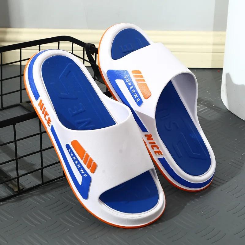 2024 New Men's Slippers Anti-Slip Deodorant-Free Outer Wear Bathroom Home Trendy Summer Slippers PVC Base PVC Face Material