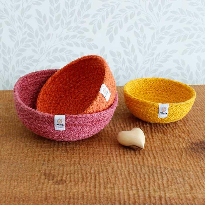 Jute Mini Bowls Set Of Three - Fire