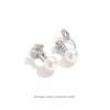 Retro Silver Bead & Pearl Flower Ear Studs - Elegant, Simple Design with Mosquito Coil Clip