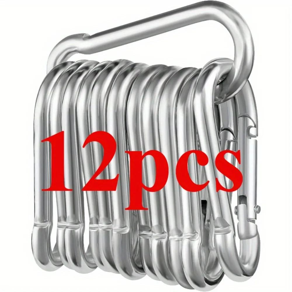 12 Parça Paslanmaz Çelik Karabina Seti, 6x60mm, 180kg Yük Kapasitesi, Paslanmaya Dayanıklı Galvanizli, Çok Amaçlı Dış Mekan Aktiviteleri İçin