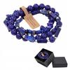 Set of 3 X Men's Bracelet 5-8 Mm Stone Lapis Lazuli Blue Lazurite