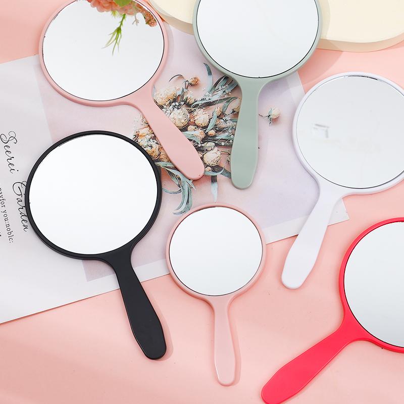Petit miroir circulaire Miroir de maquillage à main Pour le maquillage des femmes Surface de miroir haute définition Couleurs multiples