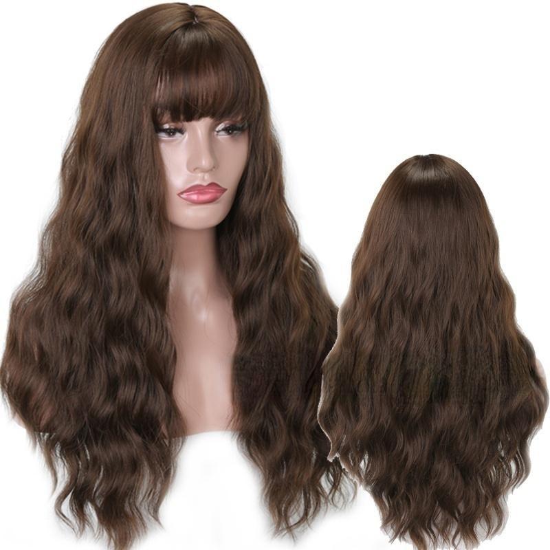 

Женская мода с длинным вьющимся париком с челкой 8