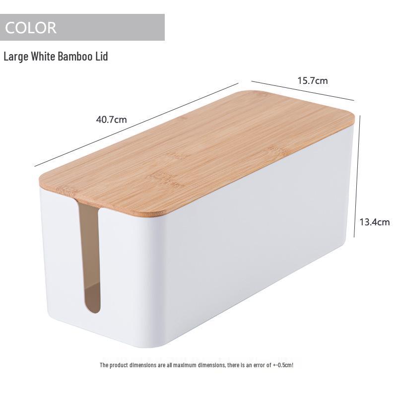 

Minimalist Cable Management Box with Bamboo Lid