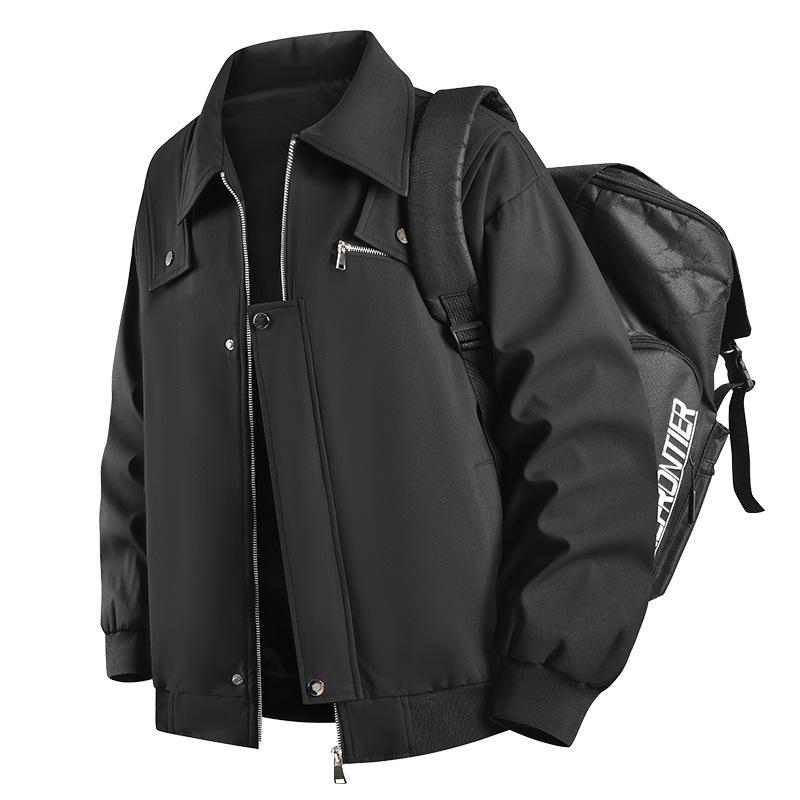 

Bomber Jacket Spring and Autumn New Lapel Loose Solid Color Casual Workwear Versatile Jacket M