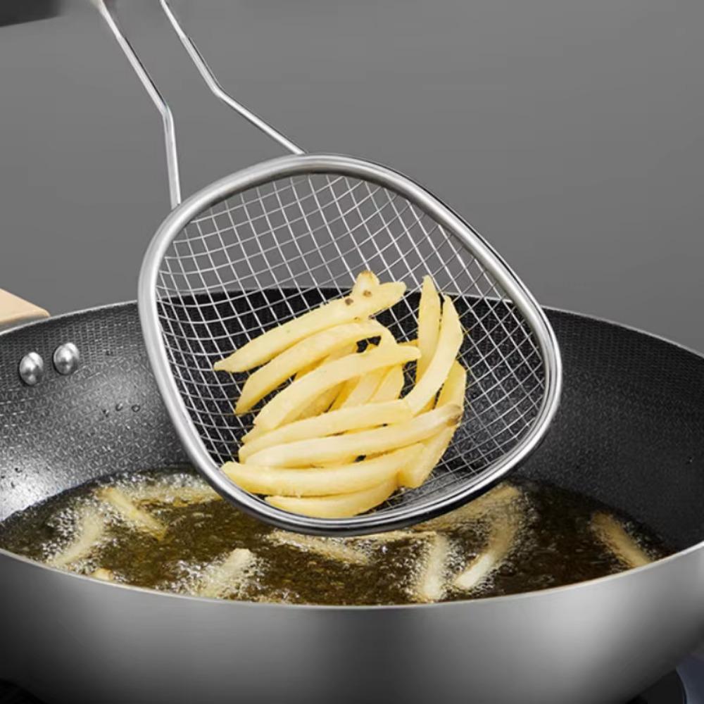 Convenient Stainless Steel Strainer Scoop Oval Frying Strainer Spoon Draining Spoon Household
