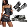 Luxury Design Eyelet Rivet Belt Punk Hollow Grommet Decorative Belt  for Women Club Outfit
