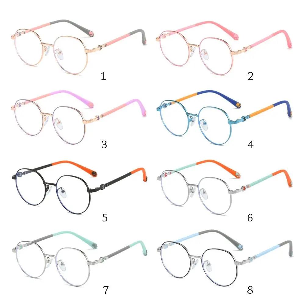 Blaulichtfilterbrille für Kinder Mode Klassischer Metallrahmen Nerd Augenschutzbrille Kinder Niedliche Katzenpfote Computerbrille