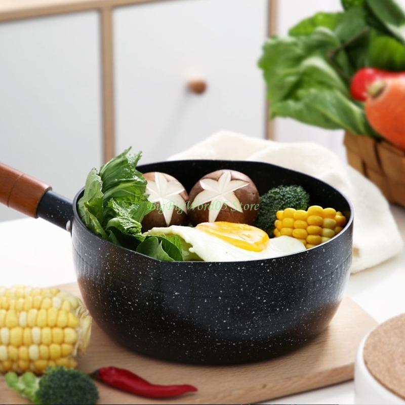 24TE Pan Fryer Pot Household Wooden Handle Snow Pans 2 Sizes To Choose