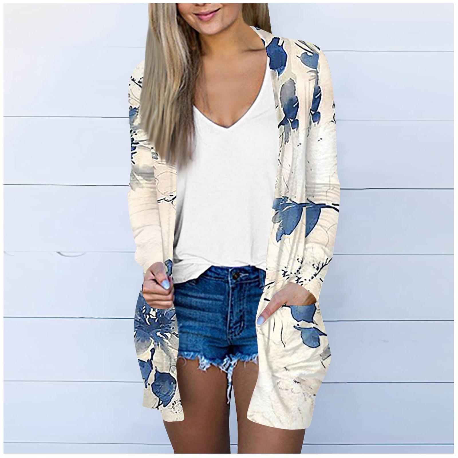 Женская модная свободная повседневная куртка-кардиган средней длины с длинными рукавами — фото 6