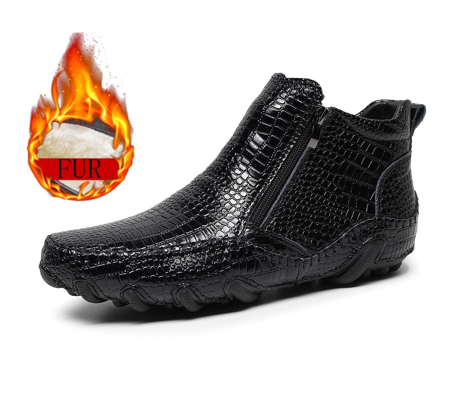 

Autumn Winter Fur Men Boots Handmade Casual Ankle Boots Winter Boot with Fur Keep Warm Shoes High Quality Hombres Chelsea Shoes 47