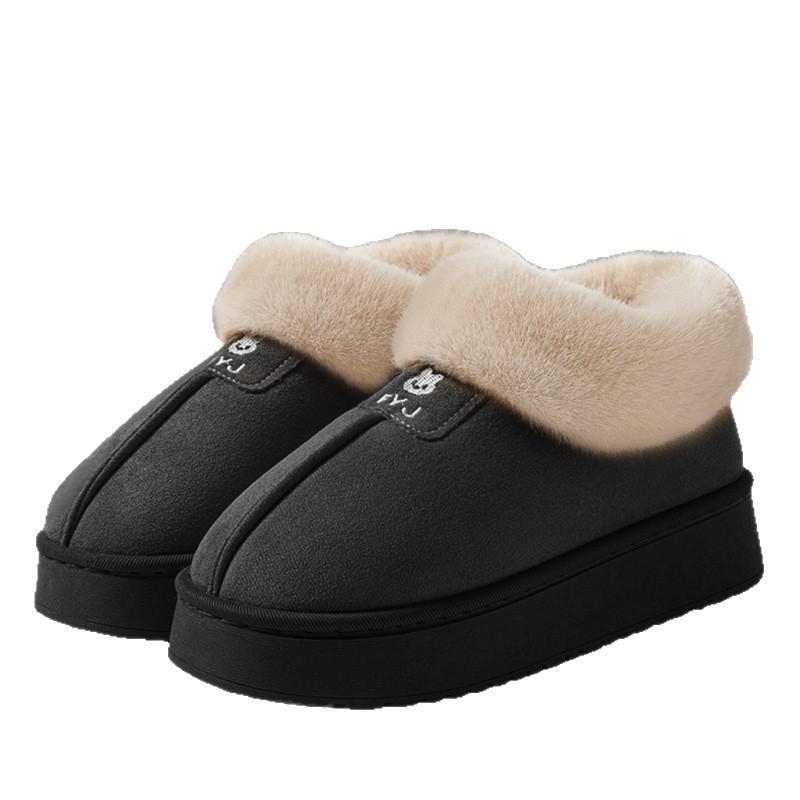 Women Winter Closed Back Fleece Cotton Slippers, Thick Sole Non-Slip Indoor Outdoor Warm Snow Boots