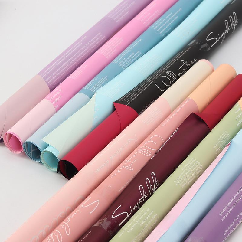 20Pcs Waterproof Floral Wrapping Paper Double Sided Elegant Letter Printed Bouquet Packing Material Bouquet Wrapping Paper