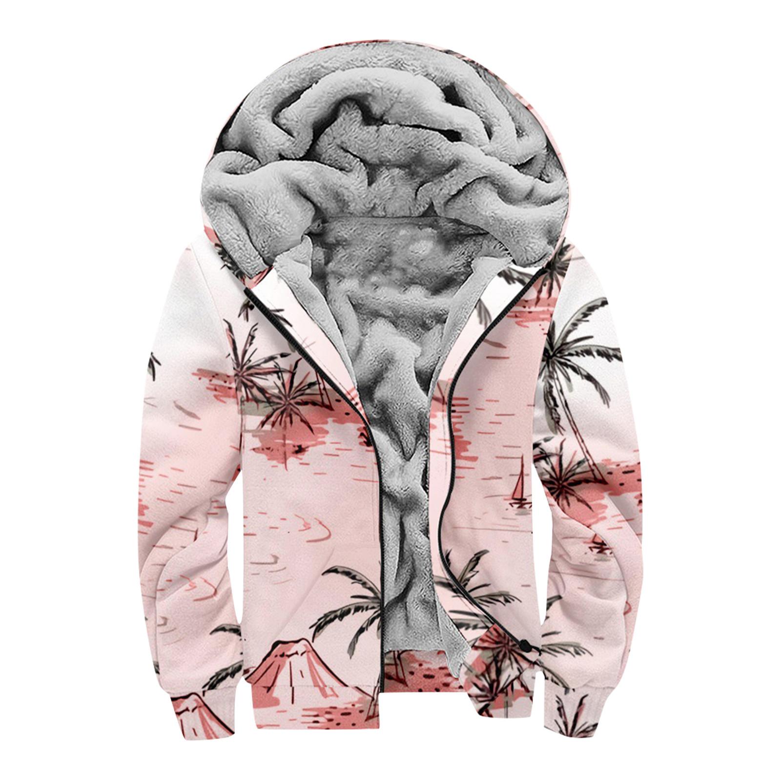 

Мужской индивидуальный повседневный свитер на молнии с длинным рукавом и принтом, толстый хлопковый костюм, зимний костюм L розовый