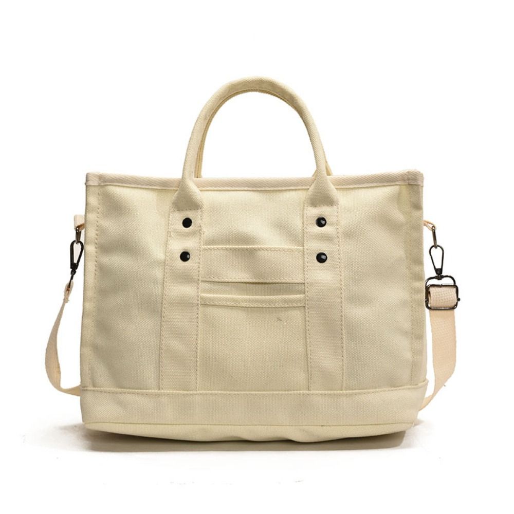 Handbag Canvas Shoulder Bag Zipper Solid Color Tote Bag Japanese Style Crossbody Bag Streetwear