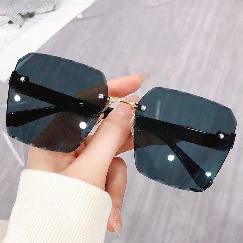 Frameless Trimmed Women'S Sunglasses Large Frame Fashion Uv-Proof Sunglasses Men'S Trend Street Sunshade Glasses