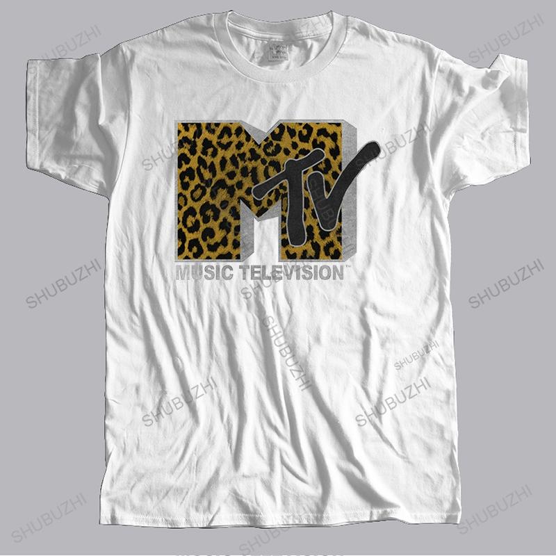 Man Crew Neck Short Sleeve Tshirt Men Cotton Tops MTV Cheetah Print Logo Music Television Brand Unisex Teeshir for Him Plus Size