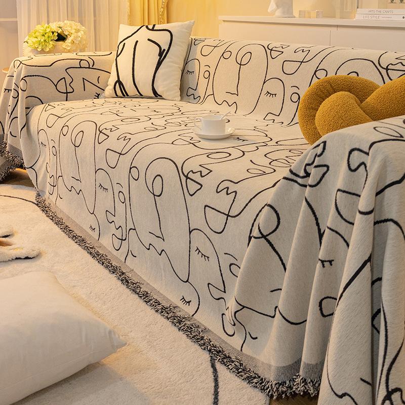 Chenille Sofa Towel Full Cover Cloth for All Seasons, Living Room Dust-proof Sofa Blanket, Anti-cat Scratch Sofa Cushion