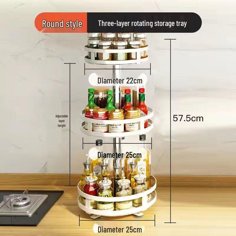 360° Rotating Kitchen Countertop Rack for Seasonings, Oils, and Condiments