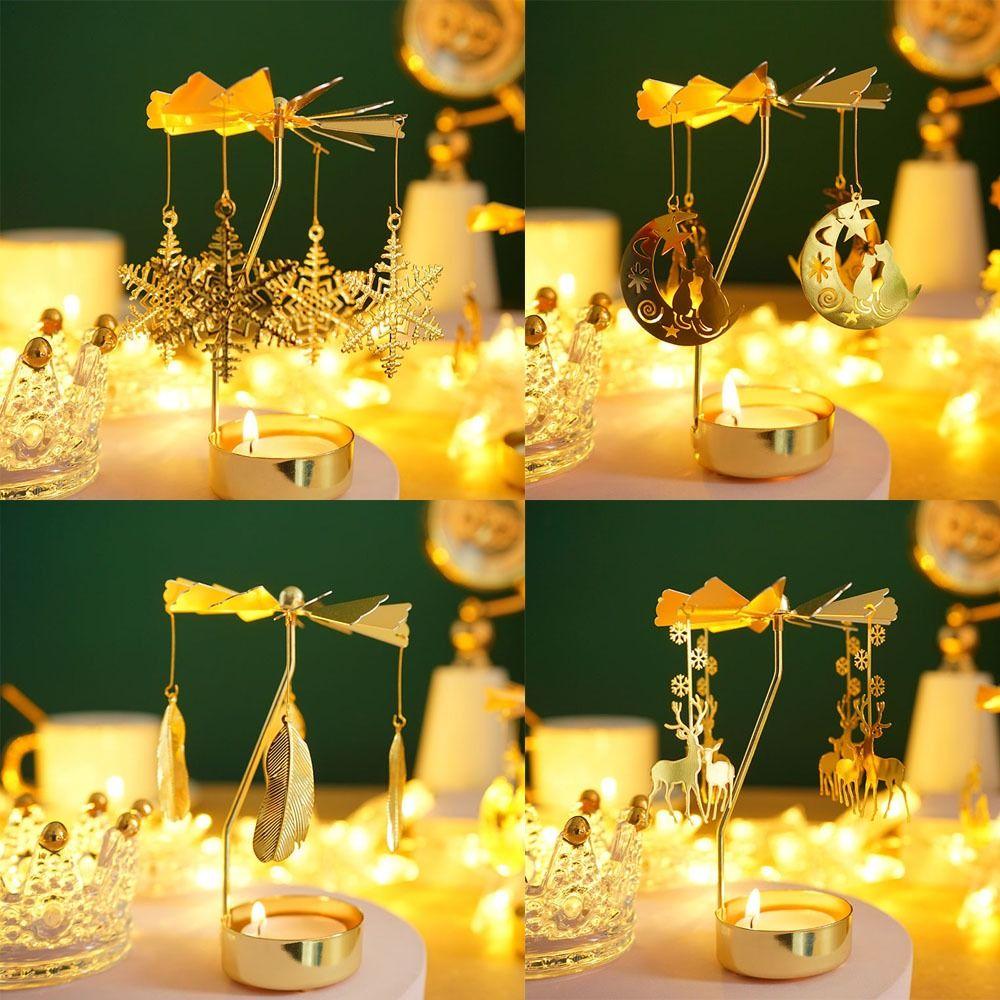 Stainless Steel Carousel Candle Spinner Particular Spinning Design Festival Home Decor Rotating Candle Holder
