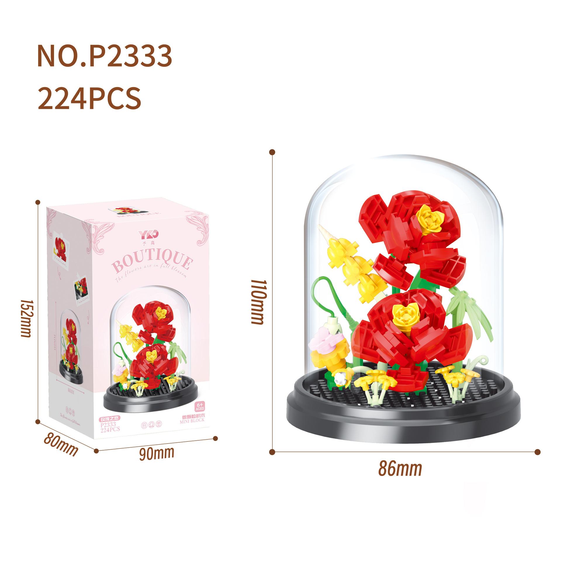 

Idea Plant Flower Micro Diamond Block Sunflower Peach Blossom Rose Nanobricks Construction Brick Toys Display Stand For Gifts