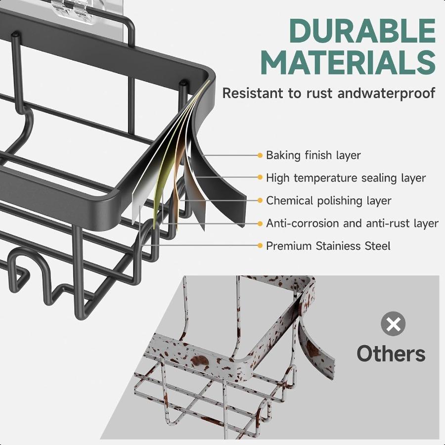5Pack Shower Caddy Rustproof and WaterResistant Kitchen Sink Organizer Large Capacity Spice Rack WallMounted Storage Shelves fo