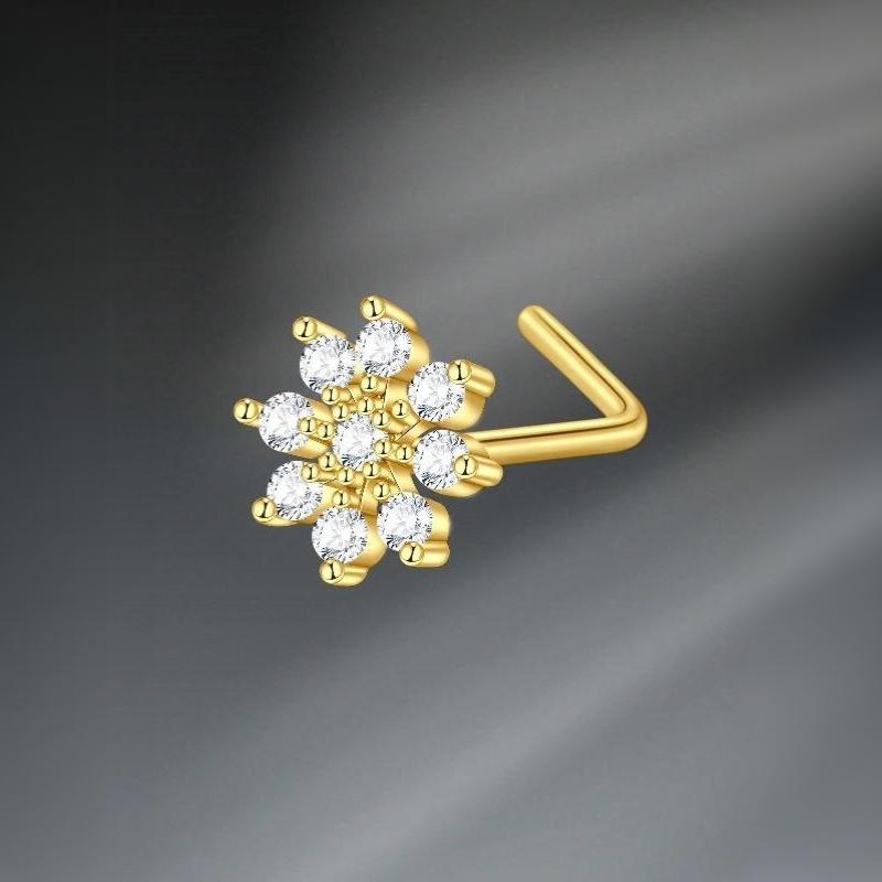 G23 Titanium L Shaped Nose Studs Hypoallergenic Gold Silver Plated Ultra-light Piercing Jewelry for All Day Comfort Wear