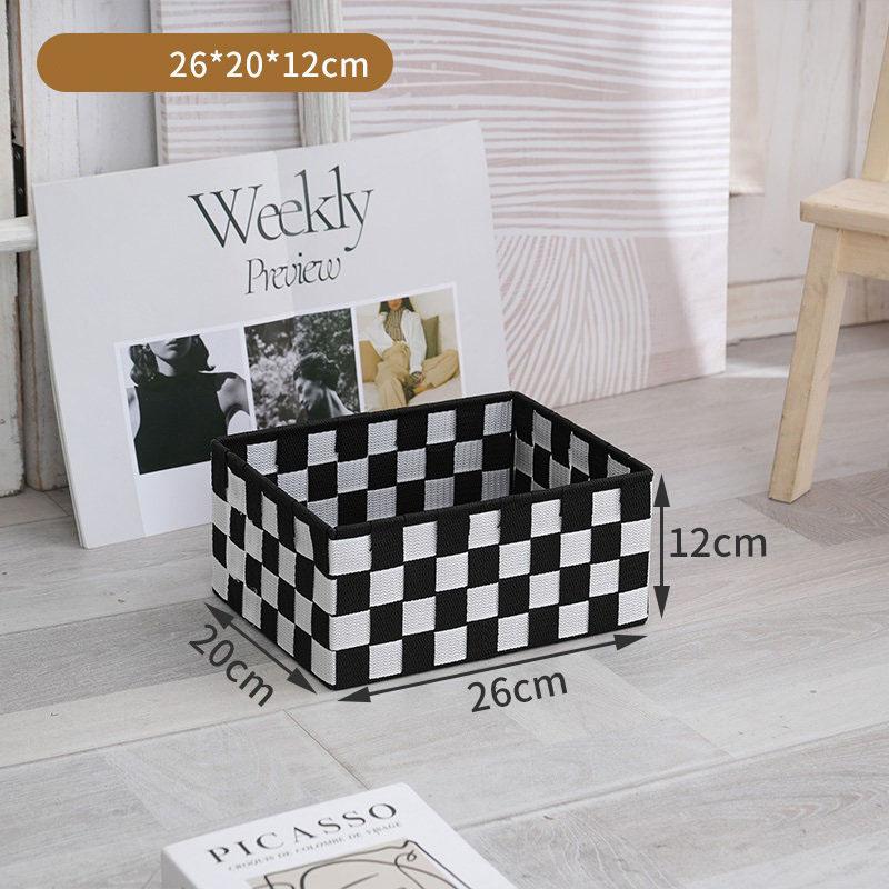 Woven Black Storage Baskets Shelf Tote Boxes Container with Built-in Handles for bedroom living room office kids room dressing room