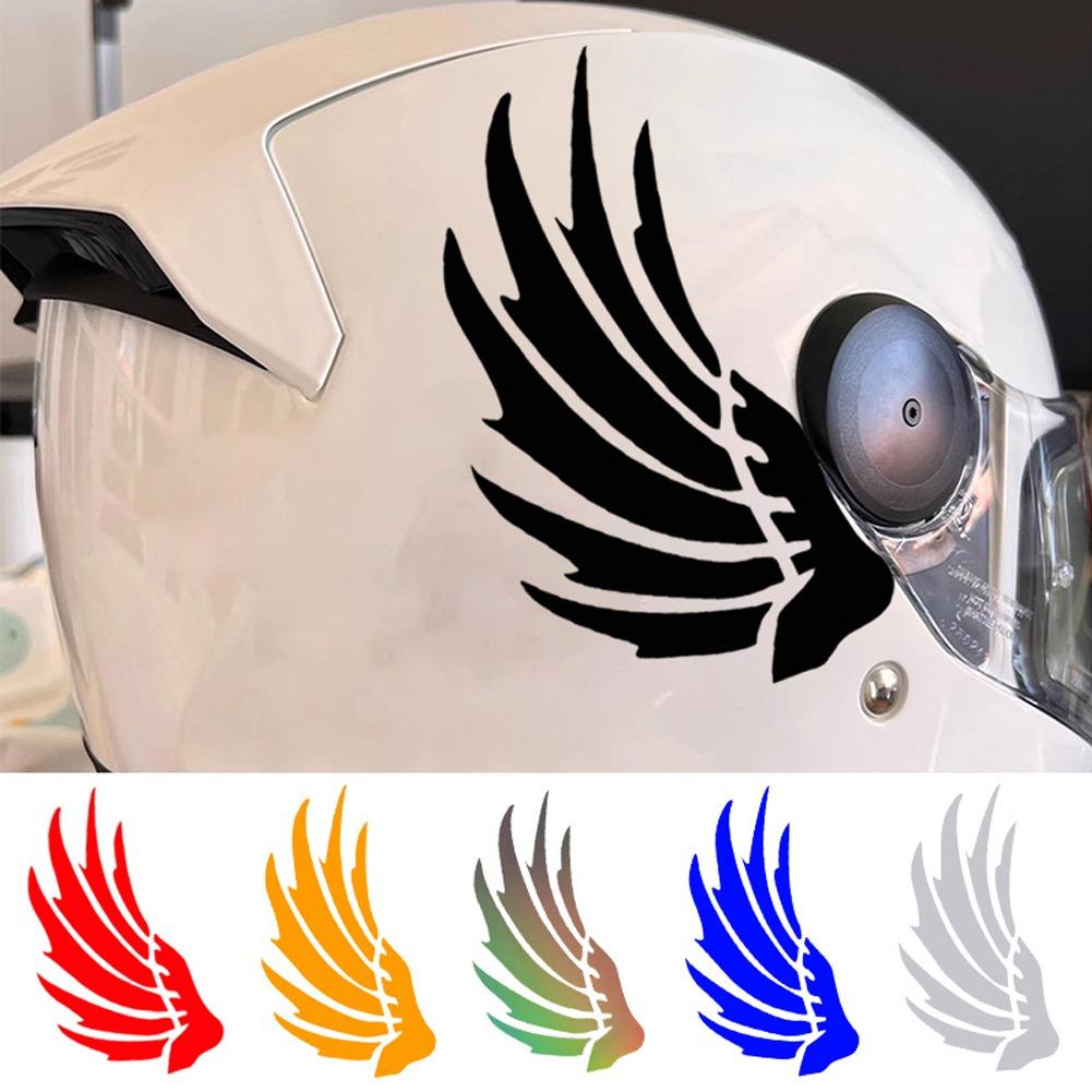 2Pcs Creative Helmet Sticker Wings Feathers Design Removable Vinyl ReflectionDecal for Motorcycle Electric Bike Decoration