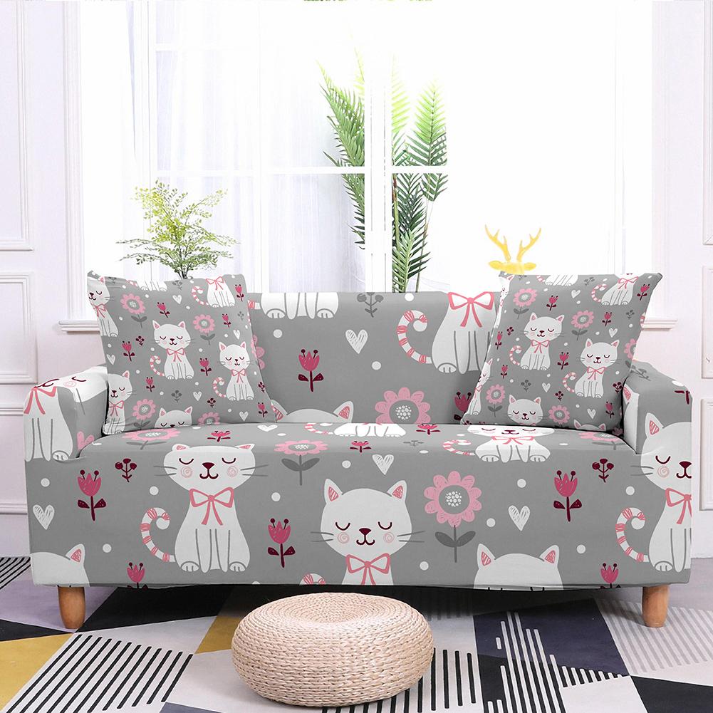 

Stretch Elastic Sofa Cover Cartoon Cat Sofa Slipcover For Living Room Corner Sectional Couch Covers Sofa Protector1/2/3/4 Seater