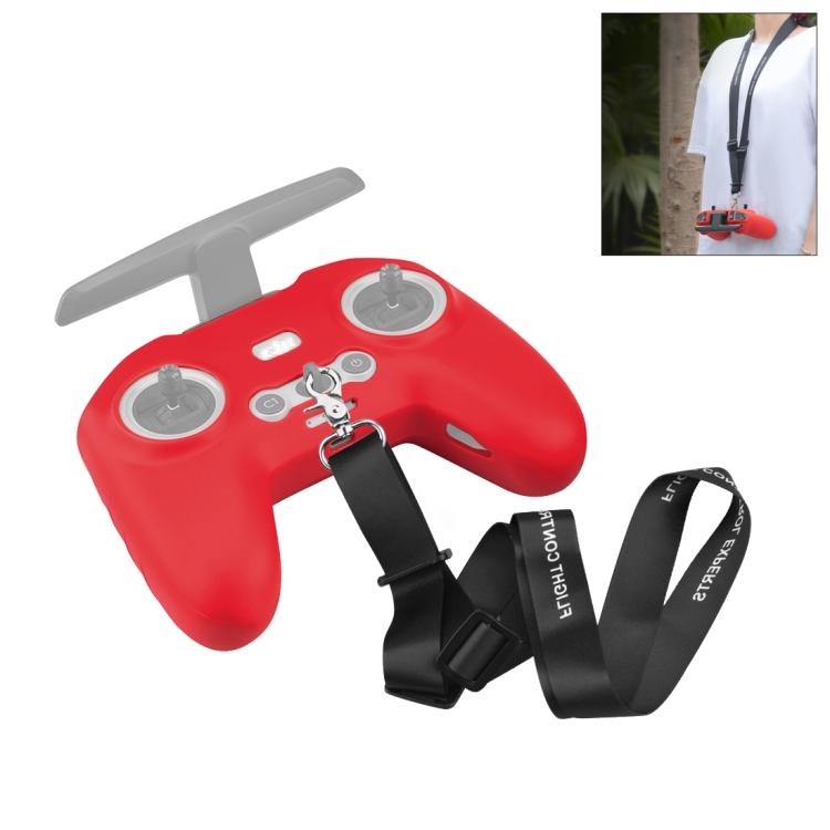 

For DJI FPV Combo Remote Control PULUZ Silicone Protective Case with Neck Strap червоний