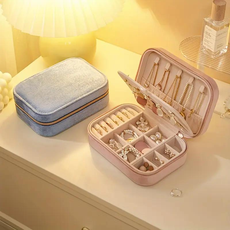 New Portable Jewelry Box Jewelry Organizer Display Travel Jewelry Case Boxes Button Leather Storage Zipper Jewelers
