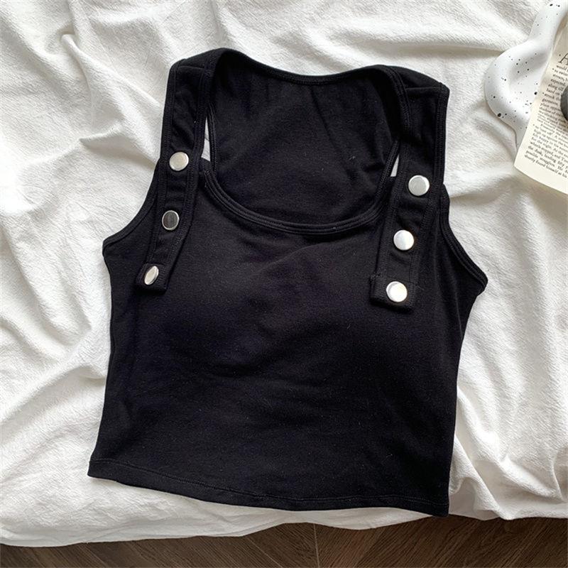 Women Black White Tank Tops Sleeveless T-shirts For Female Crop Tops Casual Vest For Girls Y2K Soild Tops