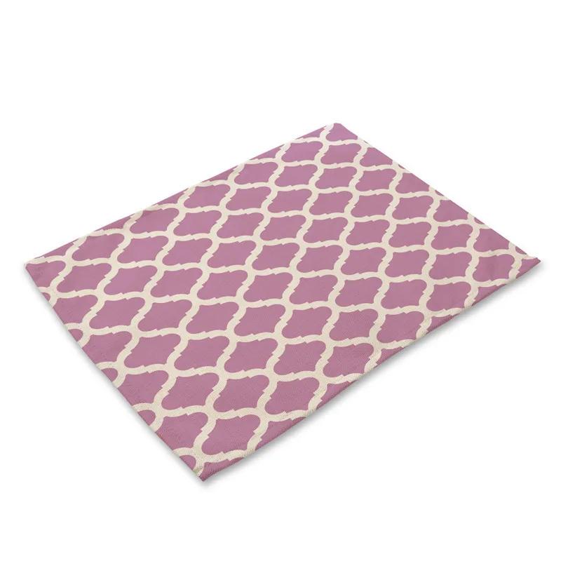 

45x30cm Linen Dining Table Mats Colorful Geometry Stripe Print Kitchen Placemat Rectangle Coasters Pads Bowl Cup Mat Home Decor 2pcs 30x45cm