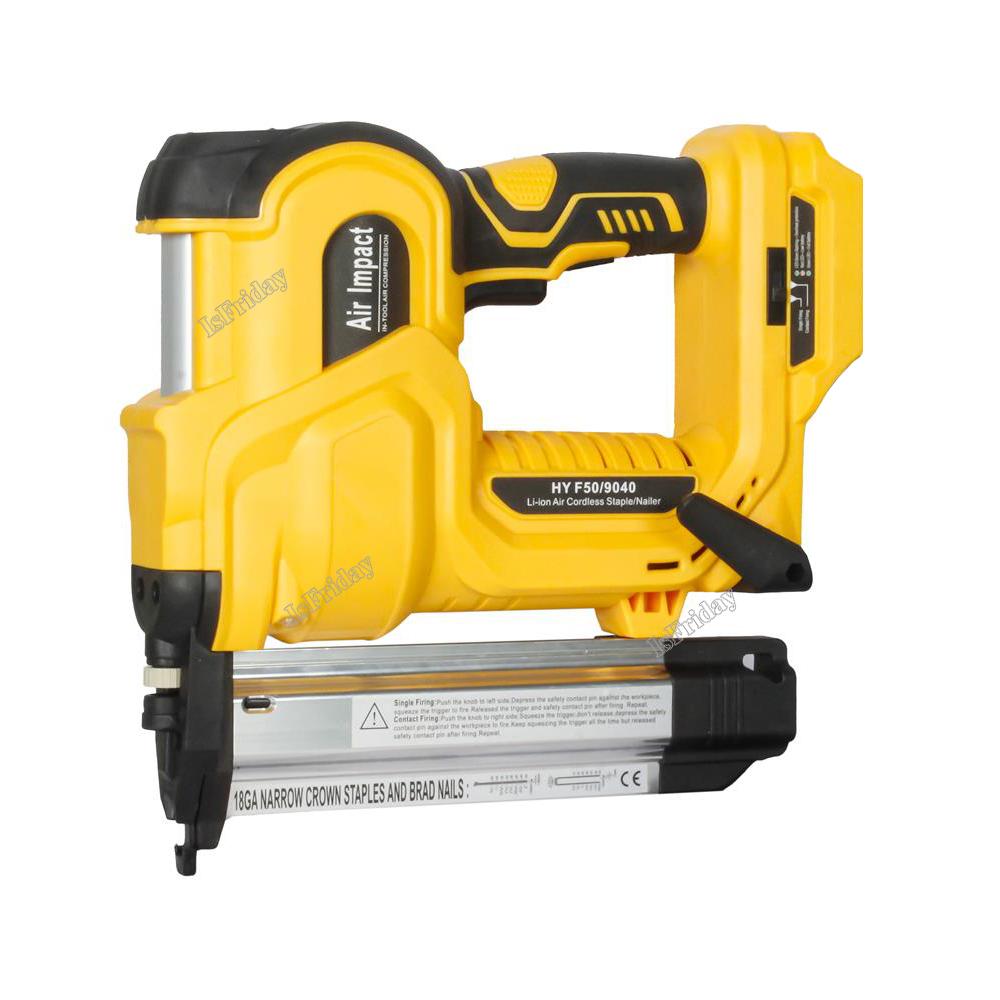 

18V Cordless Electric 2 in 1 Nailer/Stapler Gun with 200pcs F50 and 9032(K432) Nail Compatible For 18v B Series Lithium Battery Not Included Battery жёлтый
