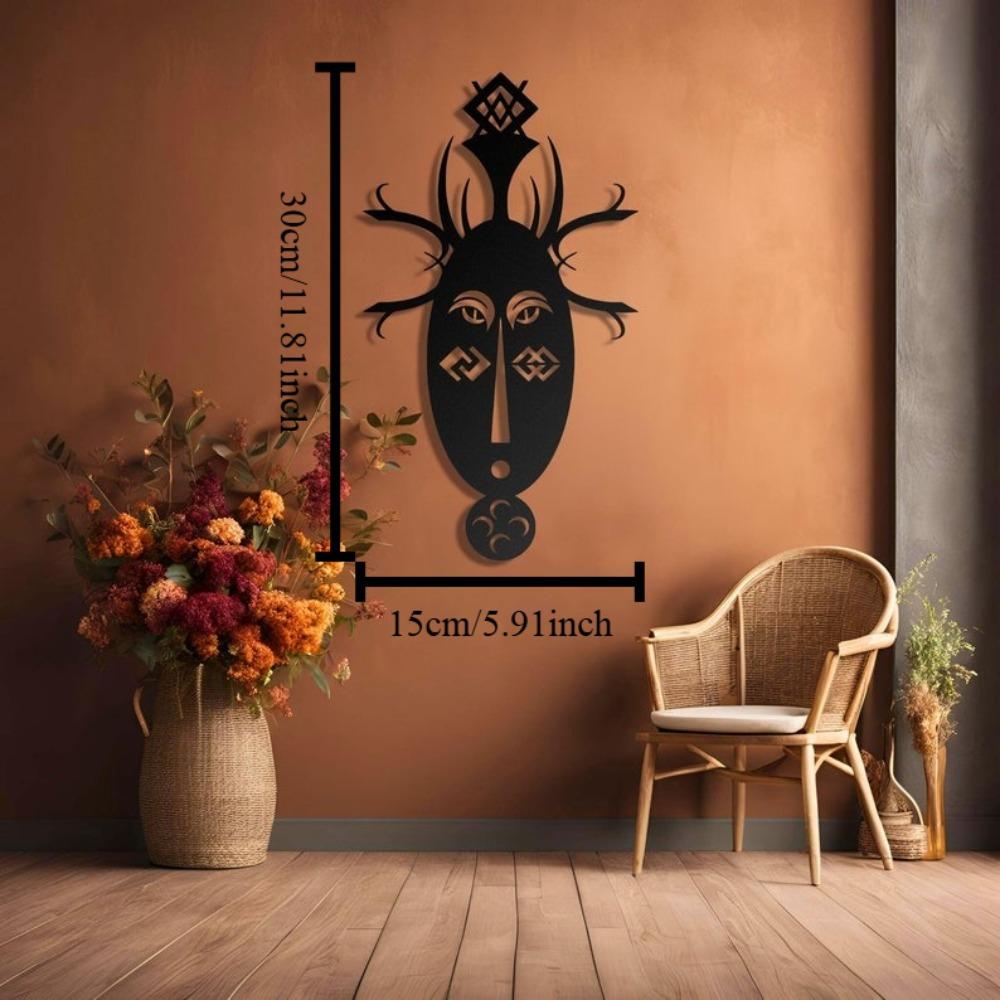 African Mask Metal Wall Art, Tribal Authentic Design, Home Decor Hanging