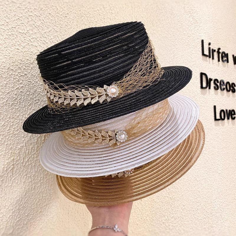 Flat Top Hat Women's Summer Thin Breathable Travel Sunshade Vacation Beach Hat