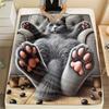 Skandinavische graue Katze Flanelldecke 2D-Design Weich Waschbar Haustierliebhaber Geschenk für Bett Sofa Camping Alle Jahreszeiten