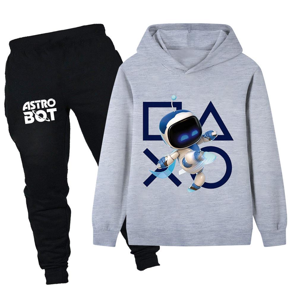 PB1338 2pcs/set Kids Boys Girls Astro Bot Printed Long Sleeves Hoodie Trousers Clothes Sets