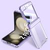 For Samsung Galaxy Z Flip5 5G Hinge Protection Clear Case Hard PC Electroplating Phone Cover with Tempered Glass Rear Screen Protector