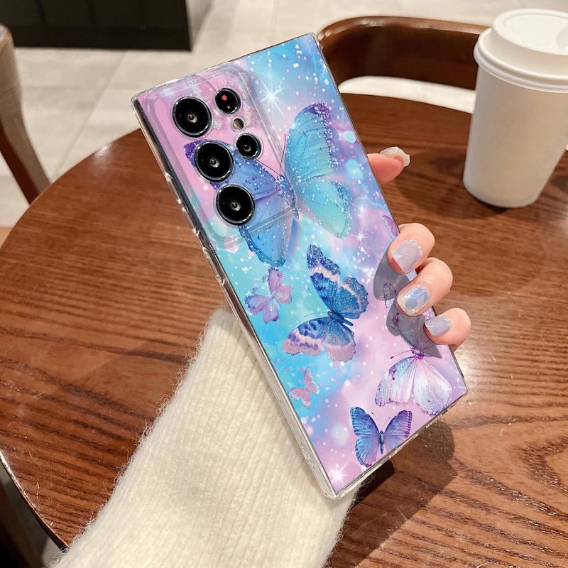Clear Flowers Pattern Phone Case For Samsung Galaxy S26 S25 S24 S23 Ultra S22 Plus S24 S21 FE S25 Edge Shockproof TPU Soft Cover