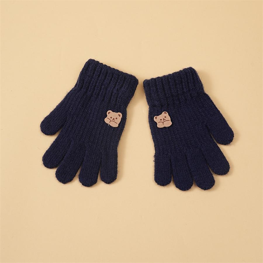 

Зимние перчатки однотонные под норку One Size тёмно-синий