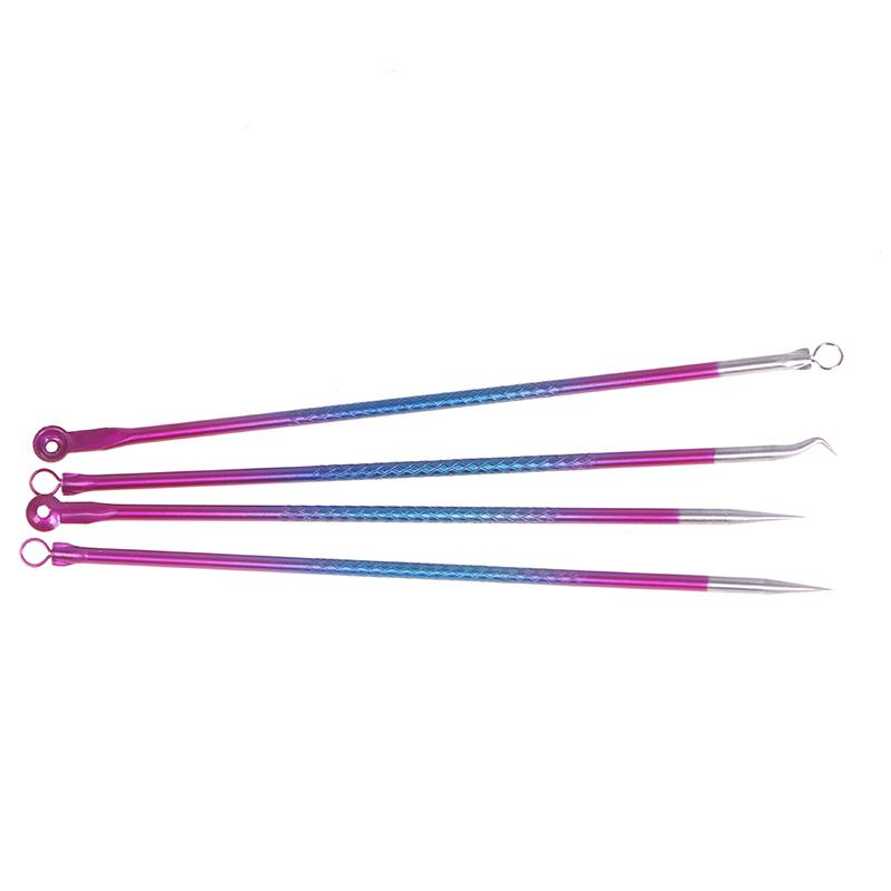 4Pcs Blackhead Facial Acne Pimple Pore Remover Tweezer Curve Extractor Set Kit