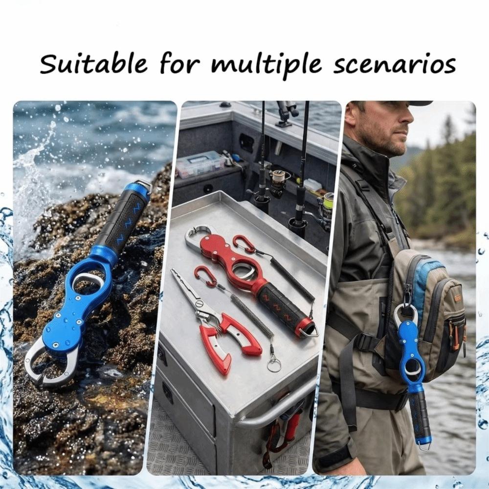 Heavy Duty Fishing Gripper Long Handle Fish Holder Weight Scale Fish Lip Gripper Fishing Tool